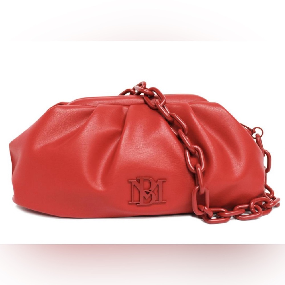 NWT! Badgley Mischka Red Clutch Bag with chain